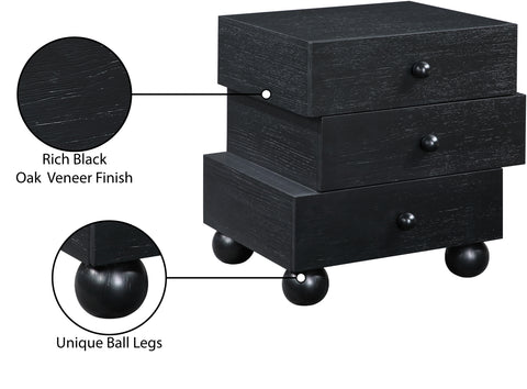 Darcy 23.5" Black Oak Veneer Nightstand, 1 Piece