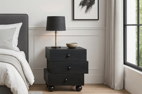 Darcy 23.5" Black Oak Veneer Nightstand, 1 Piece