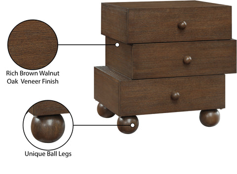 Darcy 23.5" Brown Oak Veneer Nightstand, 1 Piece