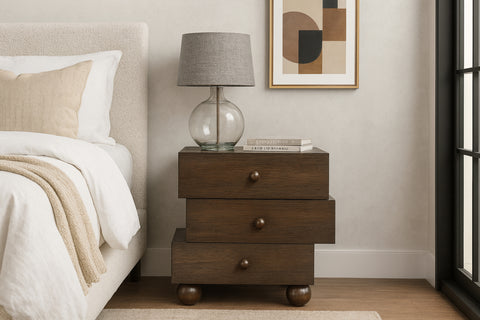 Darcy 23.5" Brown Oak Veneer Nightstand, 1 Piece