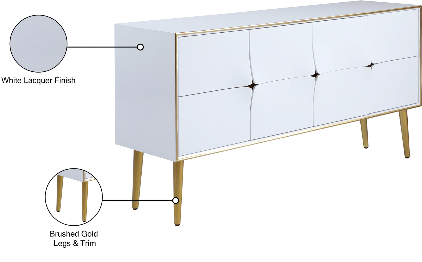 zayne white / gold sideboard/buffet