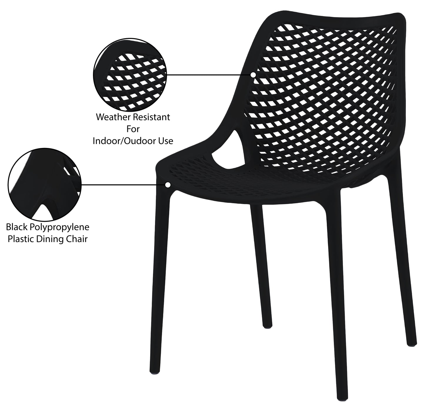 jayce black outdoor patio dining chair black