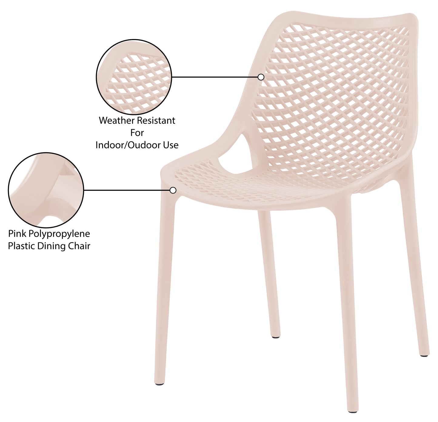 mercury pink outdoor patio dining chair