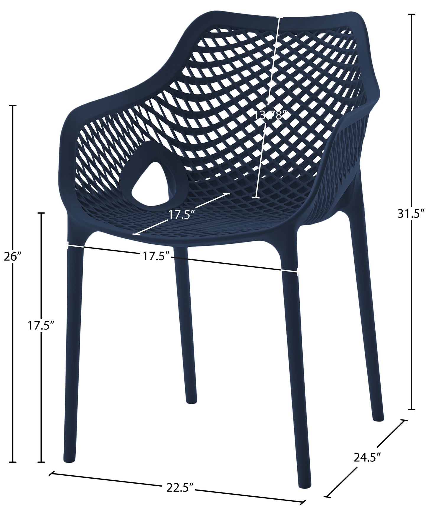 jayce navy outdoor patio dining chair navy