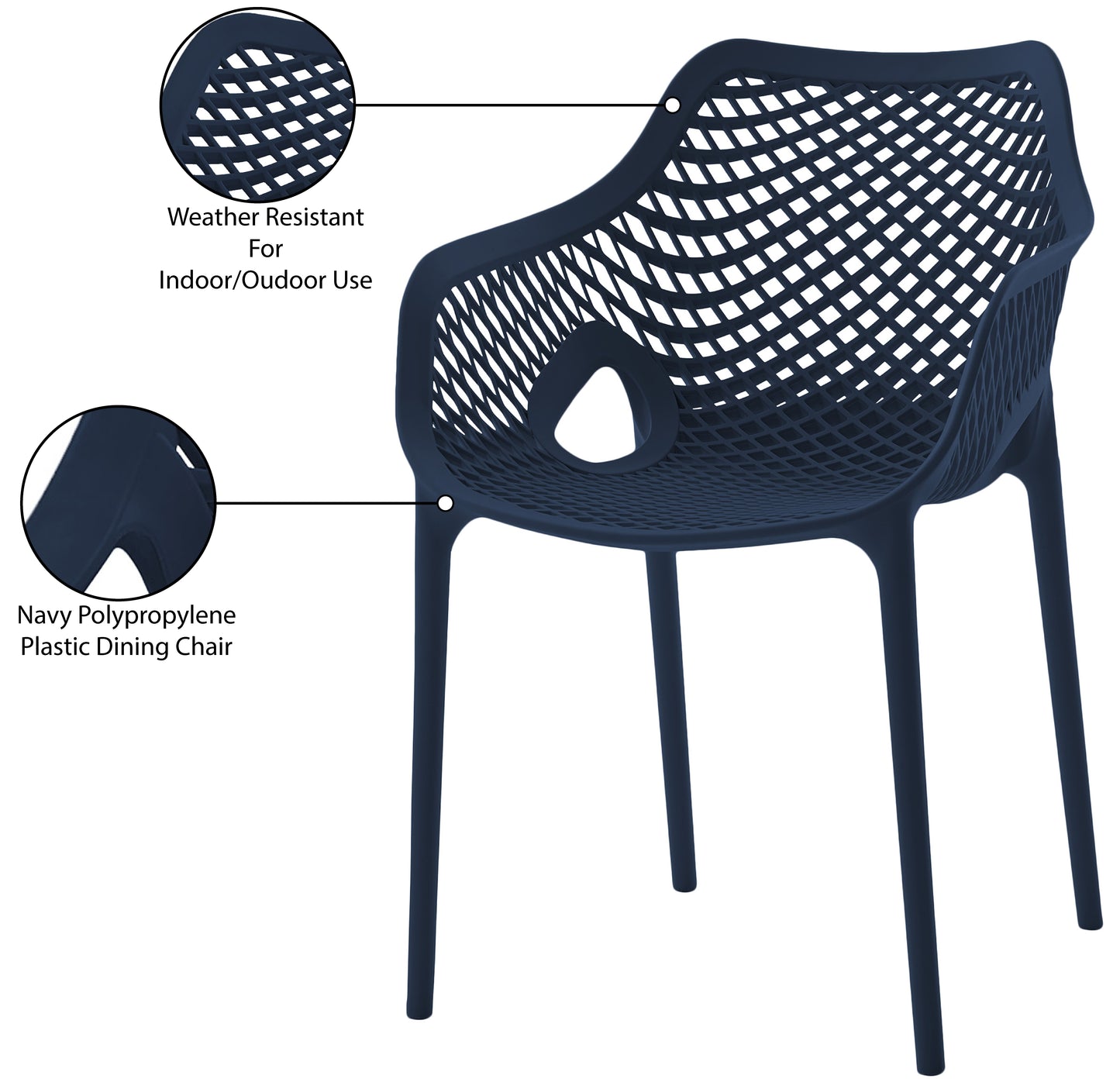 jayce navy outdoor patio dining chair navy