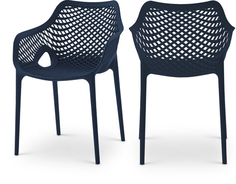 Harlow Navy Plastic Outdoor Patio Dining Chair, 4-Piece (Style 2)