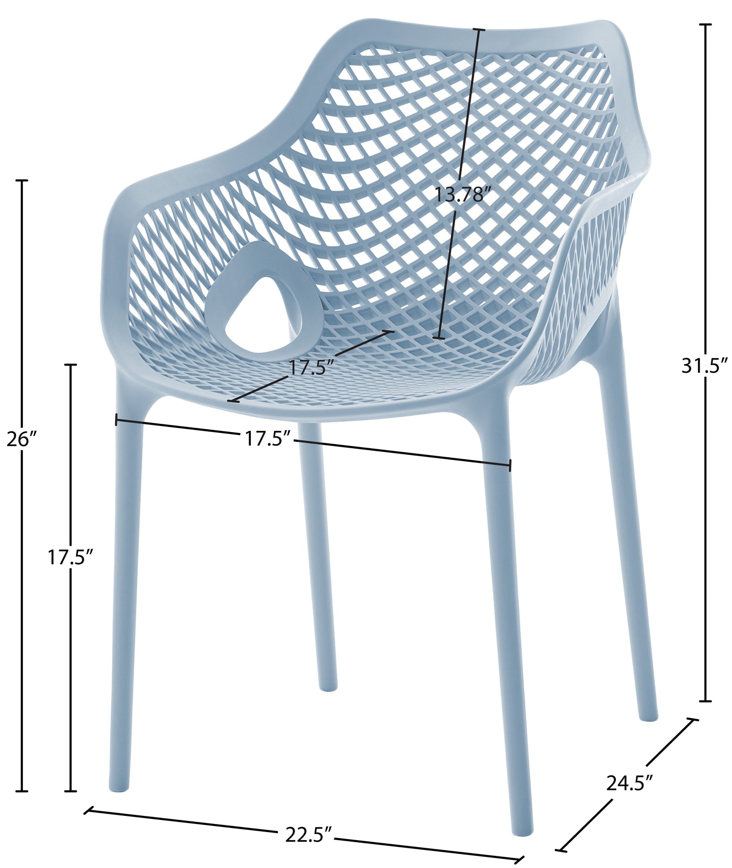 jayce sky blue outdoor patio dining chair skyblue