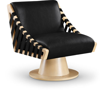 Tulip Black Vegan Leather Swivel Accent Chair