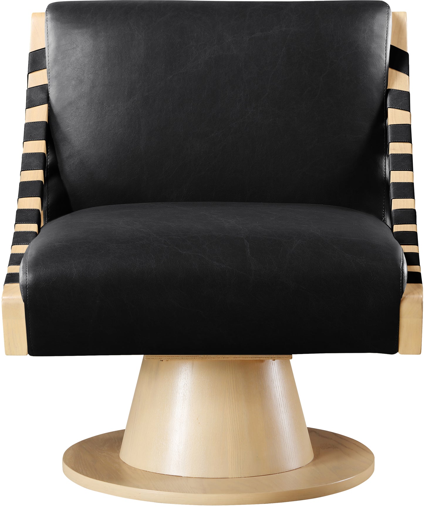 tulip black vegan leather swivel accent chair