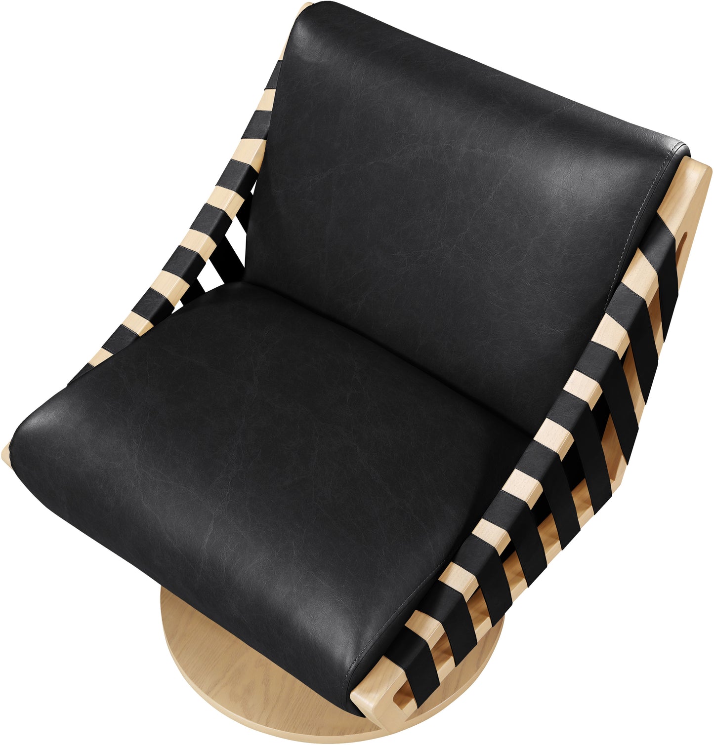 tulip black vegan leather swivel accent chair