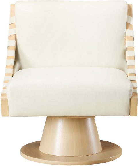 Tulip Cream Vegan Leather Swivel Accent Chair