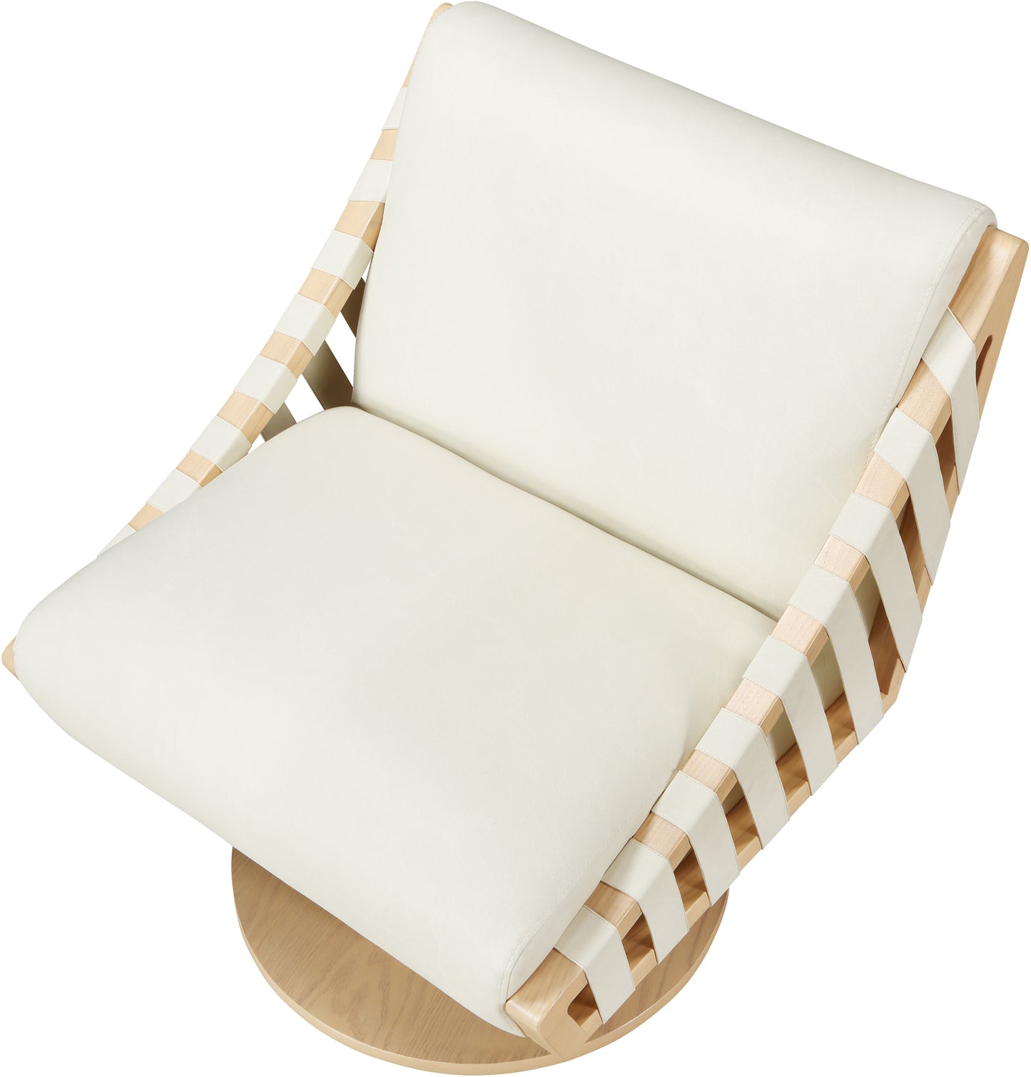 tulip cream vegan leather swivel accent chair