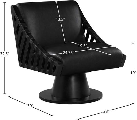 Nola Black Vegan Leather Upholstered Swivel Accent Chair, 1 Piece (Style 2)