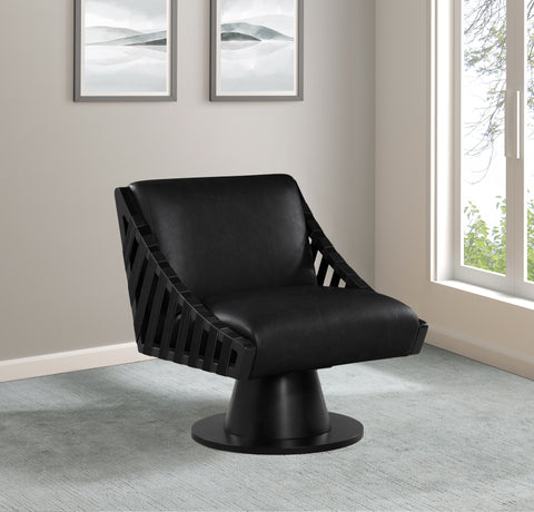 Nola Black Vegan Leather Upholstered Swivel Accent Chair, 1 Piece (Style 2)