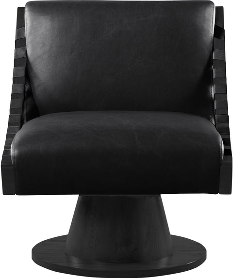 Nola Black Vegan Leather Upholstered Swivel Accent Chair, 1 Piece (Style 2)