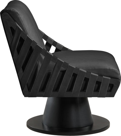 Nola Black Vegan Leather Upholstered Swivel Accent Chair, 1 Piece (Style 2)