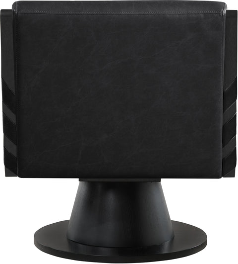 Nola Black Vegan Leather Upholstered Swivel Accent Chair, 1 Piece (Style 2)