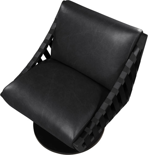 Nola Black Vegan Leather Upholstered Swivel Accent Chair, 1 Piece (Style 2)