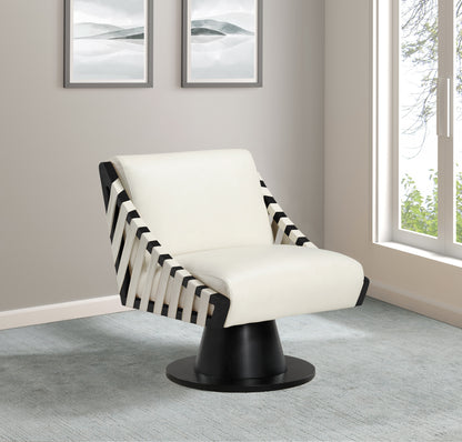 Tulip Cream Vegan Leather Swivel Accent Chair