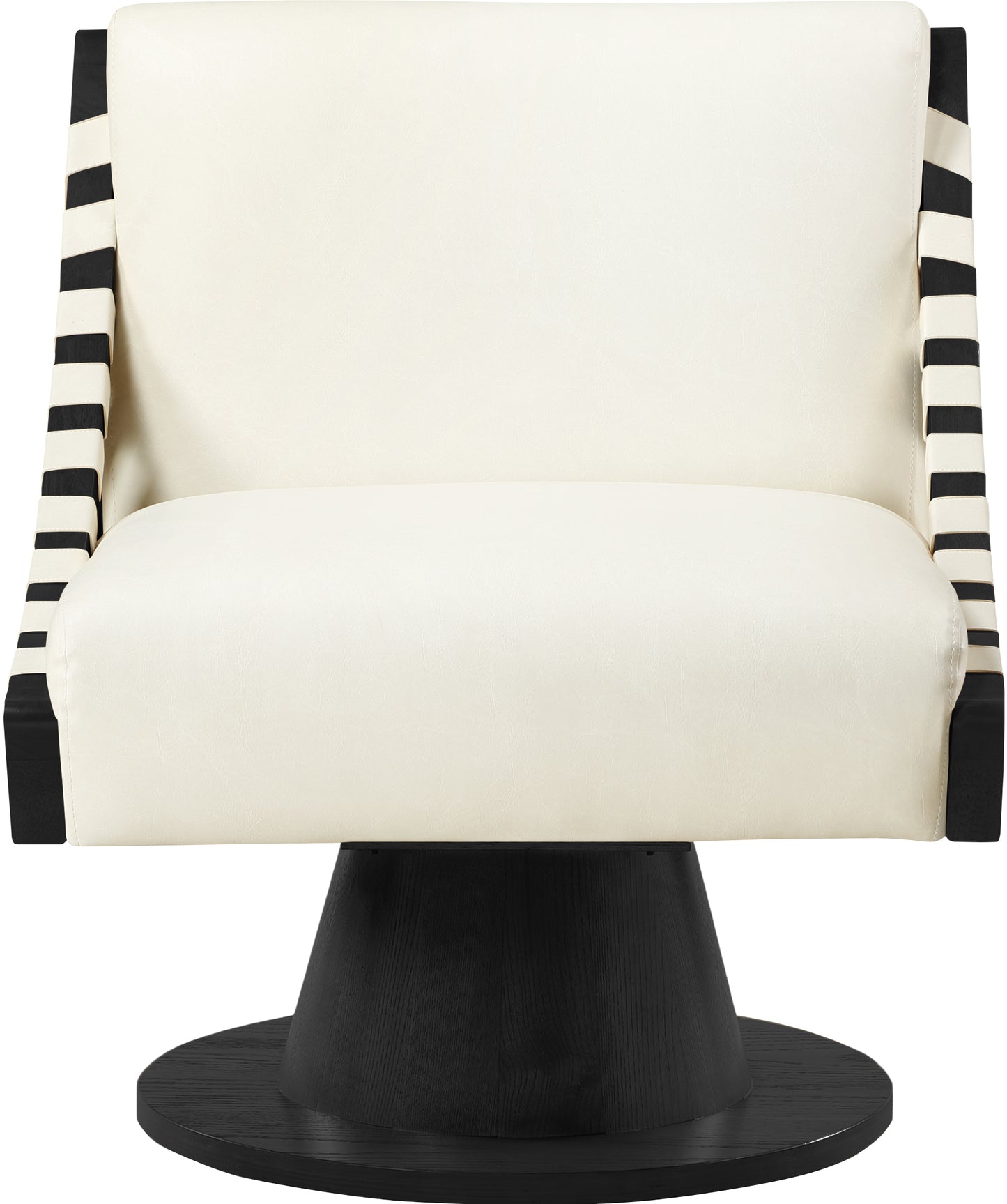 tulip cream vegan leather swivel accent chair