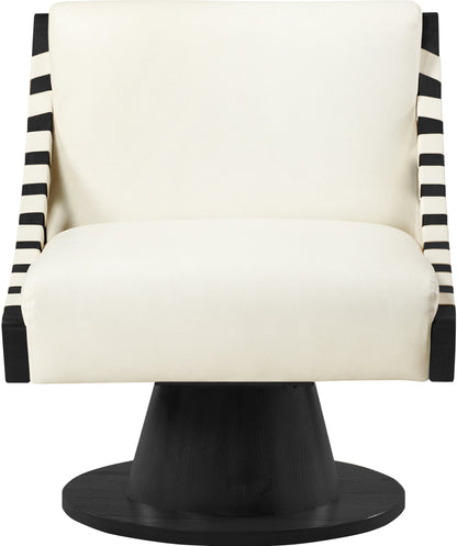 Tulip Cream Vegan Leather Swivel Accent Chair