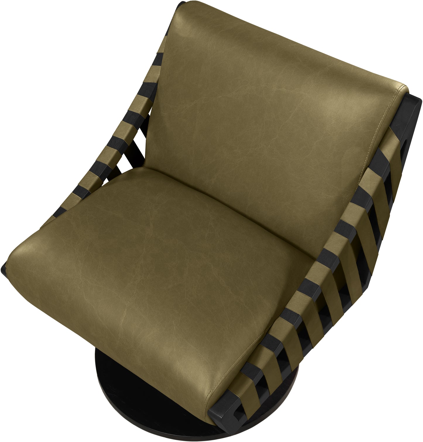 tulip olive vegan leather swivel accent chair