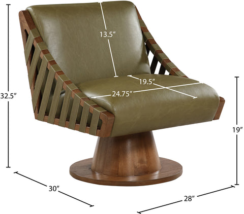 Nola Olive Vegan Leather Upholstered Swivel Accent Chair, 1 Piece (Style 2)
