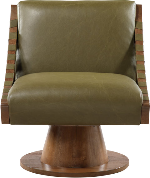 Nola Olive Vegan Leather Upholstered Swivel Accent Chair, 1 Piece (Style 2)