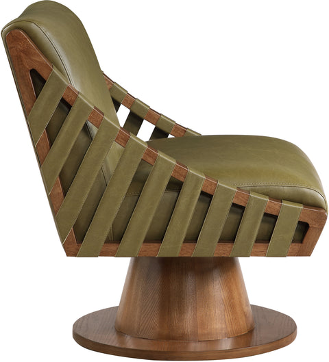 Nola Olive Vegan Leather Upholstered Swivel Accent Chair, 1 Piece (Style 2)
