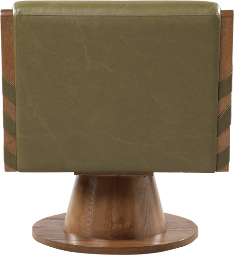 Nola Olive Vegan Leather Upholstered Swivel Accent Chair, 1 Piece (Style 2)