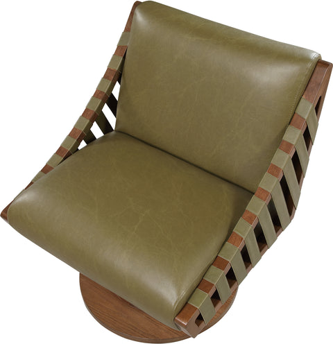 Nola Olive Vegan Leather Upholstered Swivel Accent Chair, 1 Piece (Style 2)