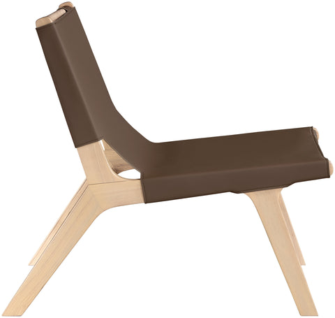 Rhea Brown Vegan Leather Upholstered Accent Chair, 1 Piece