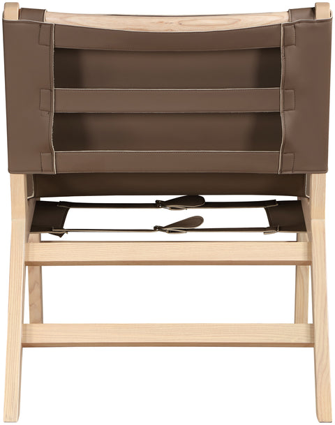 Rhea Brown Vegan Leather Upholstered Accent Chair, 1 Piece
