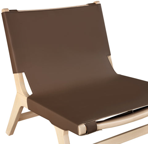 Rhea Brown Vegan Leather Upholstered Accent Chair, 1 Piece