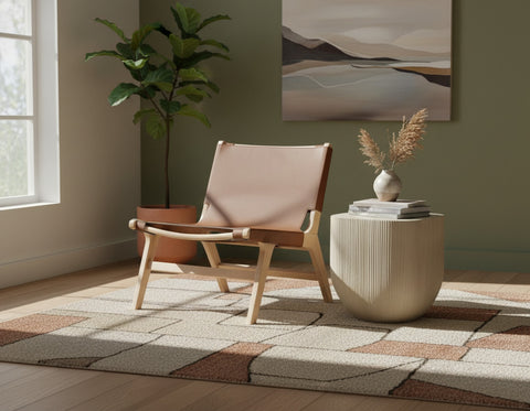 Rhea Cognac Vegan Leather Upholstered Accent Chair, 1 Piece