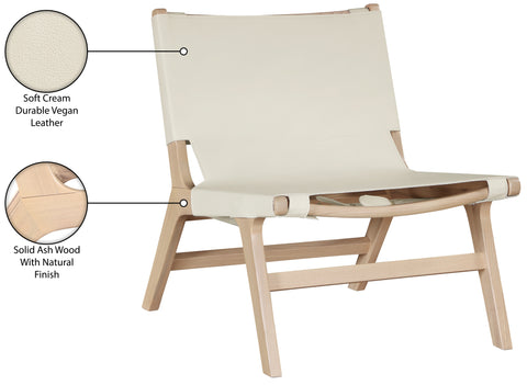 Rhea Cream Vegan Leather Upholstered Accent Chair, 1 Piece