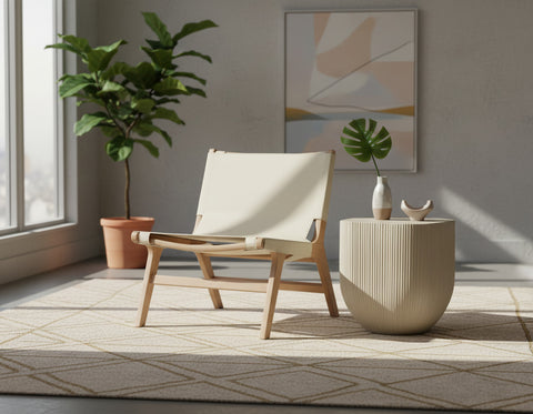 Rhea Cream Vegan Leather Upholstered Accent Chair, 1 Piece