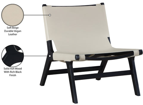 Rhea Beige Vegan Leather Upholstered Accent Chair, 1 Piece