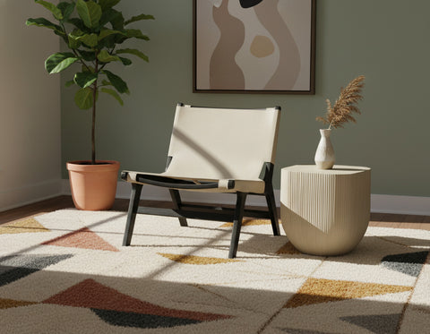 Rhea Beige Vegan Leather Upholstered Accent Chair, 1 Piece
