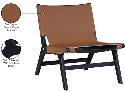 Rhea Cognac Vegan Leather Upholstered Accent Chair, 1 Piece (Style 2)