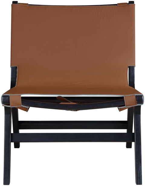 Rhea Cognac Vegan Leather Upholstered Accent Chair, 1 Piece (Style 2)