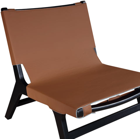 Rhea Cognac Vegan Leather Upholstered Accent Chair, 1 Piece (Style 2)