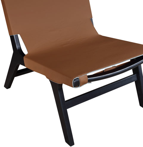 Rhea Cognac Vegan Leather Upholstered Accent Chair, 1 Piece (Style 2)