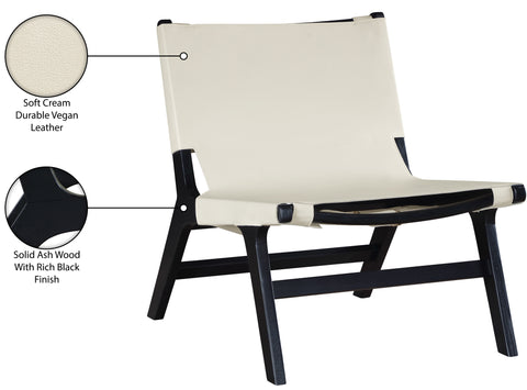 Rhea Cream Vegan Leather Upholstered Accent Chair, 1 Piece (Style 2)