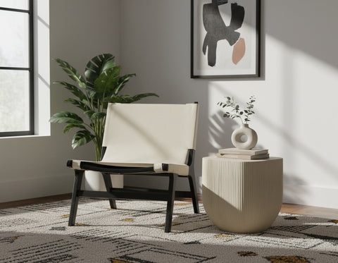Rhea Cream Vegan Leather Upholstered Accent Chair, 1 Piece (Style 2)