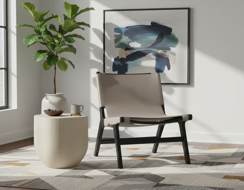 Rhea Taupe Vegan Leather Upholstered Accent Chair, 1 Piece