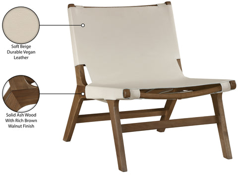 Rhea Beige Vegan Leather Upholstered Accent Chair, 1 Piece (Style 2)
