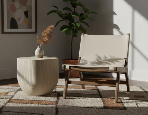 Rhea Beige Vegan Leather Upholstered Accent Chair, 1 Piece (Style 2)
