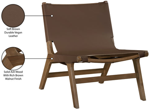 Rhea Brown Vegan Leather Upholstered Accent Chair, 1 Piece (Style 2)