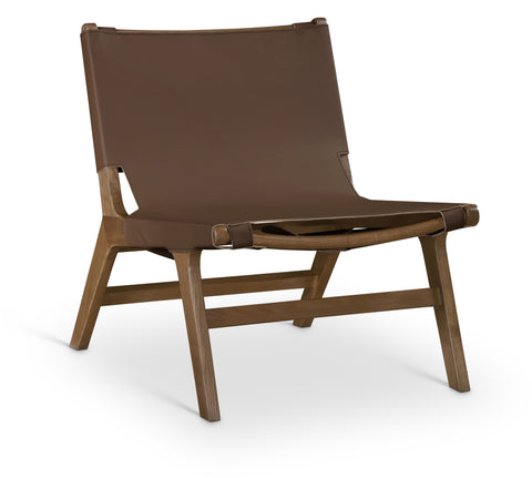 Rhea Brown Vegan Leather Upholstered Accent Chair, 1 Piece (Style 2)